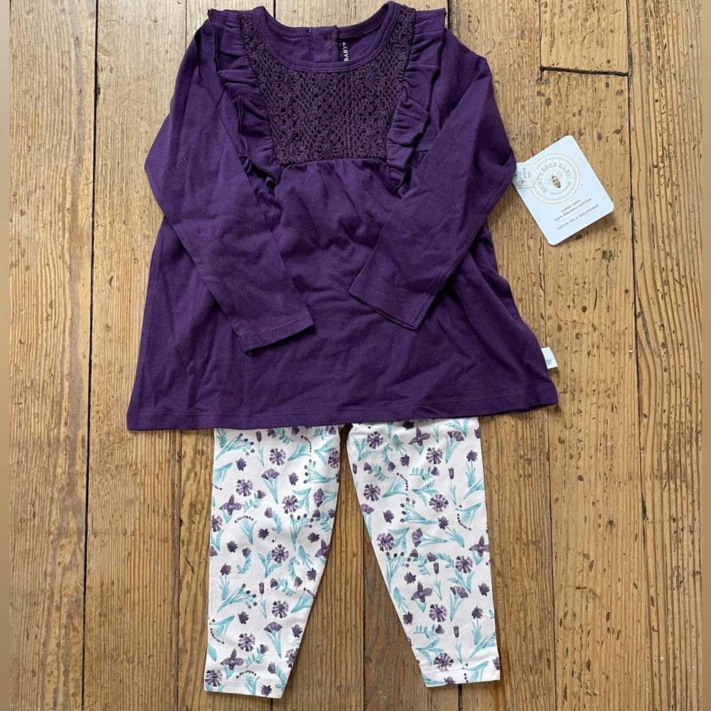 Burt’s Bees Baby Floral Eggplant 2-piece Set